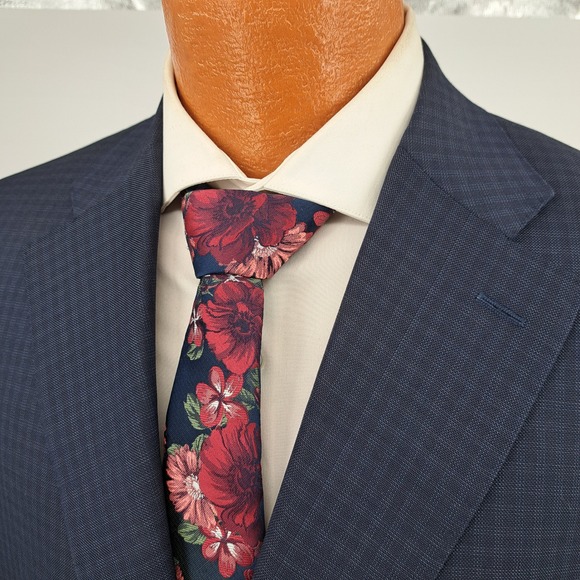 Canali Other - Canali 1934 Mens 44R Blue Micro Check Wool Blend Blazer Sport Coat Made in Italy